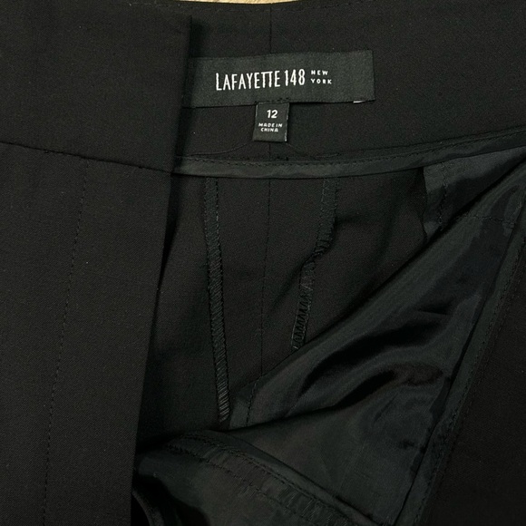 Lafayette 148 New York Black Wool Blend Wide Leg Pants Capsule Wardrobe - Picture 10 of 13